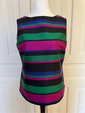 Talbots Bold Striped Sleeveless Top in Deep Jewel Tones